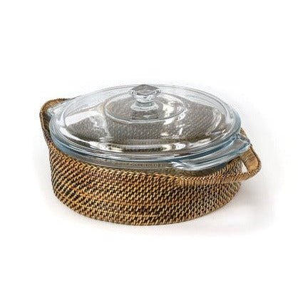 Round 2 QT Woven Basket Serving Dish with Lid - BlueJay Avenue