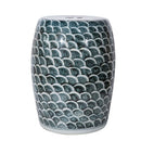 Rustic Blue Fish Scale Porcelain Garden Stool - BlueJay Avenue