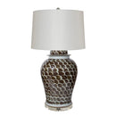 Rustic Brown Fish Scale Pattern Porcelain Temple Jar Lamp - BlueJay Avenue
