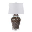 Rustic Brown Fish Scale Pattern Porcelain Temple Jar Lamp - BlueJay Avenue
