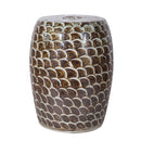 Rustic Brown Fish Scale Porcelain Garden Stool - BlueJay Avenue