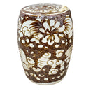 Rustic Brown Porcelain Garden Stool Twist Flower - BlueJay Avenue