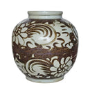 Rustic Brown Sea Flower Porcelain Kiwi Pot | Decorative Porcelain Vase - BlueJay Avenue