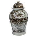 Rusty Brown Silla Flower Porcelain Temple Jar - Small - BlueJay Avenue