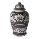 Rusty Brown Silla Flower Porcelain Temple Jar - Large - BlueJay Avenue