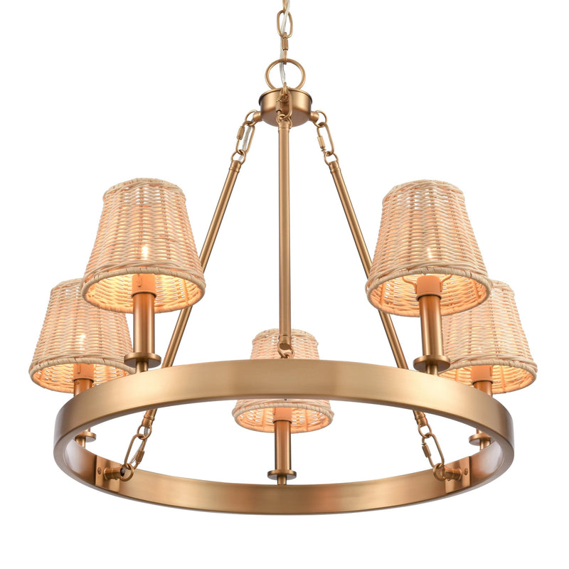Rydell 5 - Light Rattan Farmhouse Chandelier - BlueJay Avenue