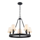 Rydell 5-Light Shaded Wagon Wheel Chandelier in Matte Black Finish - BlueJay Avenue