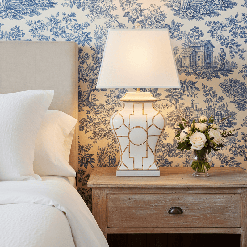 Scalamandre Baldwin White Table Lamp - BlueJay Avenue