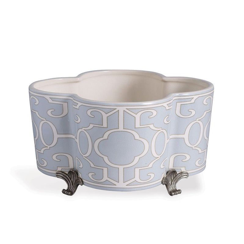 Scalamandre Ming Fretwork Quatrefoil Indoor Ceramic Planter - BlueJay Avenue