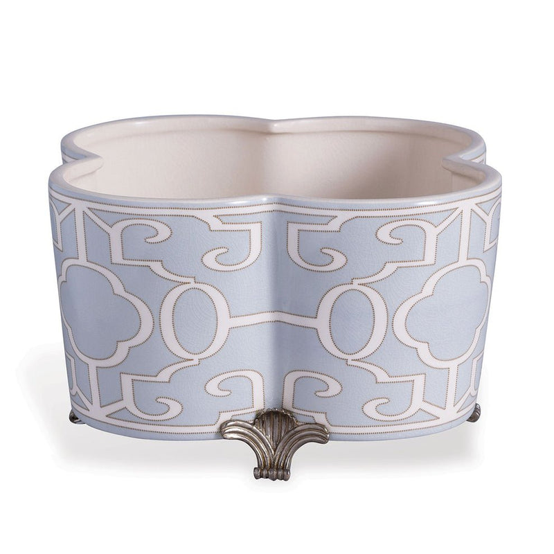 Scalamandre Ming Fretwork Quatrefoil Indoor Ceramic Planter - BlueJay Avenue