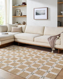 Sienna Beige Modern Checkered Area Rug - BlueJay Avenue