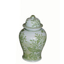Spring Green Flower Bird Porcelain Ginger Jar - BlueJay Avenue
