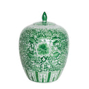 Spring Green Twisted Lotus Porcelain Melon Ginger Jar - BlueJay Avenue