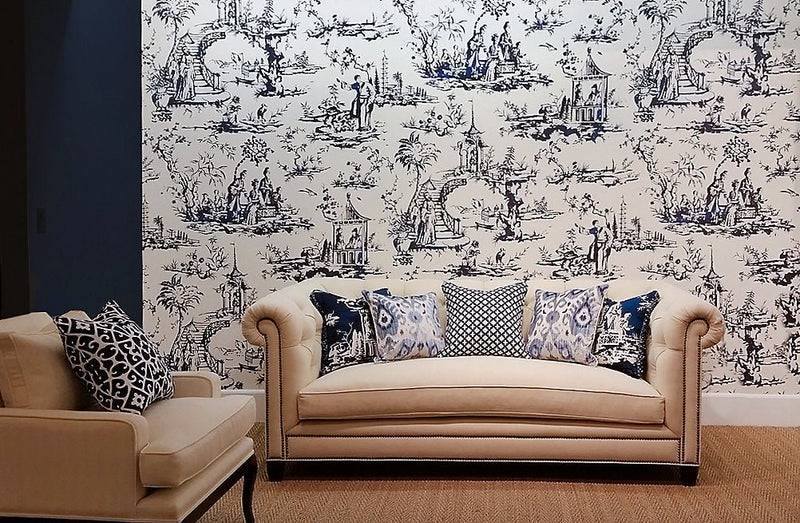 Summer Palace Wallpaper, Porcelain - BlueJay Avenue