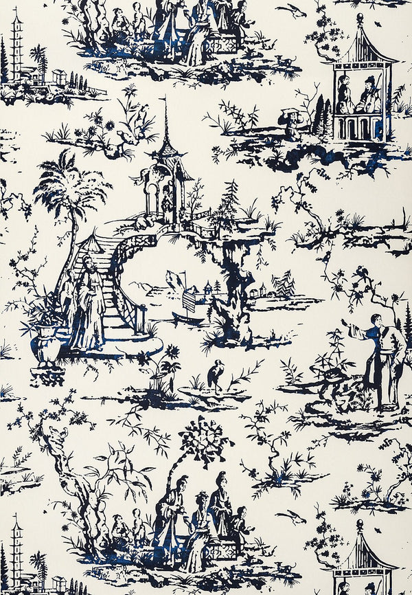 Summer Palace Wallpaper, Porcelain - BlueJay Avenue