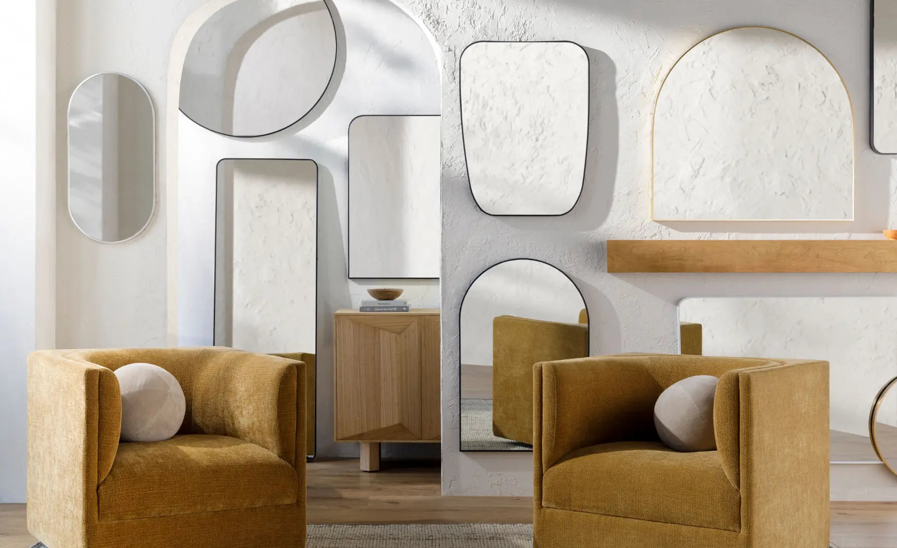Rattan Wall Mirror, Gold Mirror, Bathroom Vanity Mirror - BlueJay Avenue