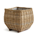 Sylvie Rattan Planter Basket with Clear Plastic Liner - BlueJay Avenue