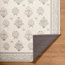 Thistle Cream Modern Farmhouse Style Floral Washable Rug - BlueJay Avenue