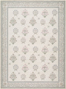 Thistle Cream Modern Farmhouse Style Floral Washable Rug - BlueJay Avenue