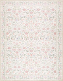 Thistle Pink & Cream Modern Farmhouse Floral Washable Rug - BlueJay Avenue