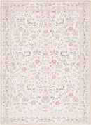 Thistle Pink & Cream Modern Farmhouse Floral Washable Rug - BlueJay Avenue