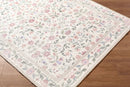 Thistle Pink & Cream Modern Farmhouse Floral Washable Rug - BlueJay Avenue