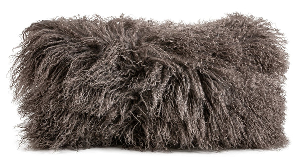 Tibetan Lamb Original Fur Pillow Cover with Insert, Portabello - BlueJay Avenue
