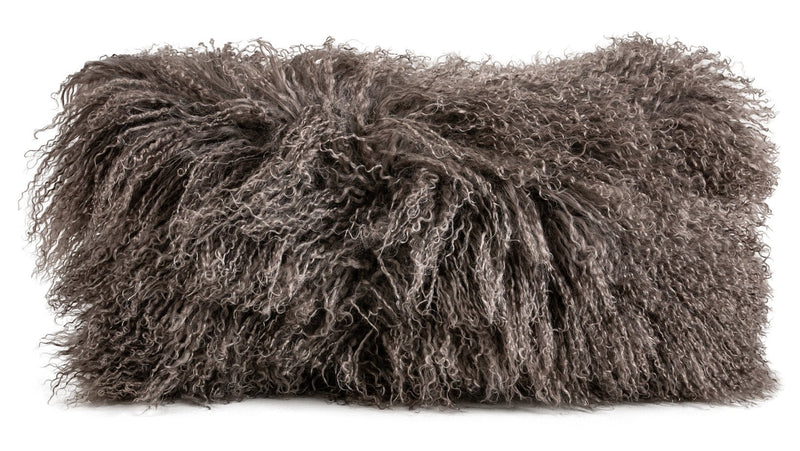 Tibetan Lamb Original Fur Pillow Cover with Insert, Portabello - BlueJay Avenue
