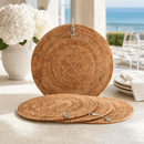 Vagabond House Anchor Hand Woven Rattan Round Placemats, Set of 4 - BlueJay Avenue