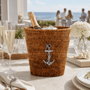 Vagabond House Anchor Handwoven Rattan Ice Bucket for Wine & Champagne - BlueJay Avenue