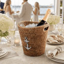 Vagabond House Anchor Handwoven Rattan Ice Bucket for Wine & Champagne - BlueJay Avenue