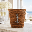 Vagabond House Anchor Handwoven Rattan Ice Bucket for Wine & Champagne - BlueJay Avenue