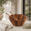 Vagabond House Bee Acacia Wood Salad Bowl & Serving Set - BlueJay Avenue