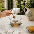 Vagabond House Bee Glass Honey Bowl with Pewter Bees - BlueJay Avenue