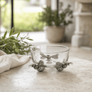 Vagabond House Bee Glass Honey Bowl with Pewter Bees - BlueJay Avenue