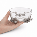 Vagabond House Bee Glass Honey Bowl with Pewter Bees - BlueJay Avenue
