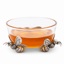 Vagabond House Bee Glass Honey Bowl with Pewter Bees - BlueJay Avenue