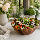 Vagabond House Bee Hive Acacia Wood Salad Serving Bowl with Pewter Bees - BlueJay Avenue