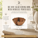 Vagabond House Bee Hive Acacia Wood Salad Serving Bowl with Pewter Bees - BlueJay Avenue