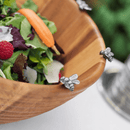 Vagabond House Bee Hive Acacia Wood Salad Serving Bowl with Pewter Bees - BlueJay Avenue