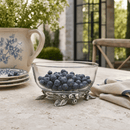 Vagabond House Blueberry Glass Bowl with Pewter Base - BlueJay Avenue