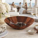 Vagabond House Crab Acacia Wood Salad Serving Bowl with Pewter Accents | 16" - BlueJay Avenue