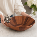 Vagabond House Crab Acacia Wood Salad Serving Bowl with Pewter Accents | 16" - BlueJay Avenue