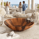 Vagabond House Crab Acacia Wood Salad Serving Bowl with Pewter Accents | 16" - BlueJay Avenue