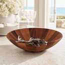 Vagabond House Crab Acacia Wood Salad Serving Bowl with Pewter Accents | 16" - BlueJay Avenue