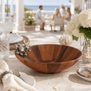 Vagabond House Crab Acacia Wood Salad Serving Bowl with Pewter Accents | 16" - BlueJay Avenue