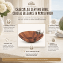 Vagabond House Crab Acacia Wood Salad Serving Bowl with Pewter Accents | 16" - BlueJay Avenue