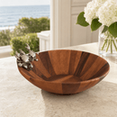 Vagabond House Crab Acacia Wood Salad Serving Bowl with Pewter Accents | 16" - BlueJay Avenue