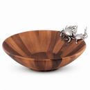 Vagabond House Crab Acacia Wood Salad Serving Bowl with Pewter Accents | 16" - BlueJay Avenue