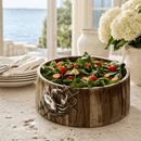 Vagabond House Crab in Net Acacia Wood Salad Bowl with Pewter Crab | 12.5" - BlueJay Avenue